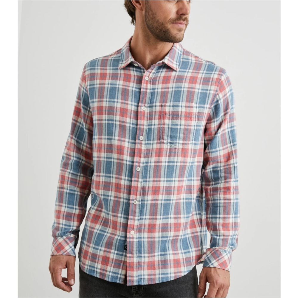 🤍 Rails Wyatt Indigo Plaid Flannel Button Down Size Medium Cotton
